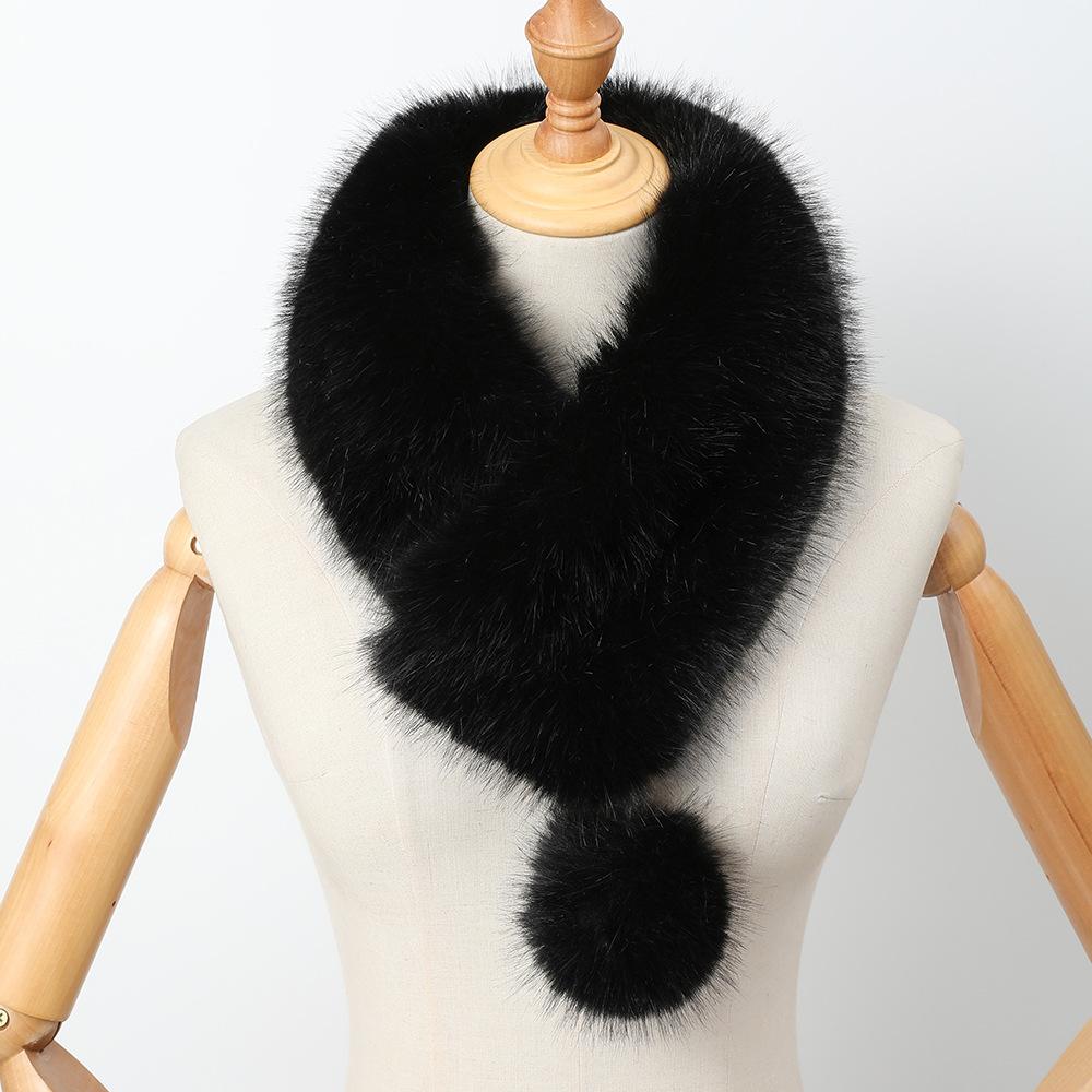 Korean version of the new high and low hair scarf women's autumn and winter sweet and versatile big hairball clip fluff imitation fur scarf collar