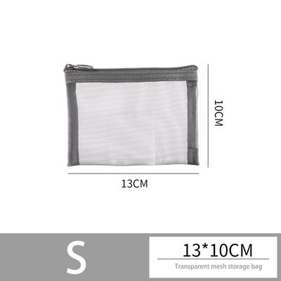 1Pcs Travel Gray Black Mesh Cosmetic Bag Zipper Makeup Bag Women Wash Toiletry Bag Makeup Organizer Portable Storage Pouch