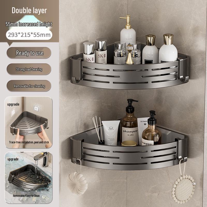 No-Drill Wall-Mounted Bathroom Corner Shelf Rack