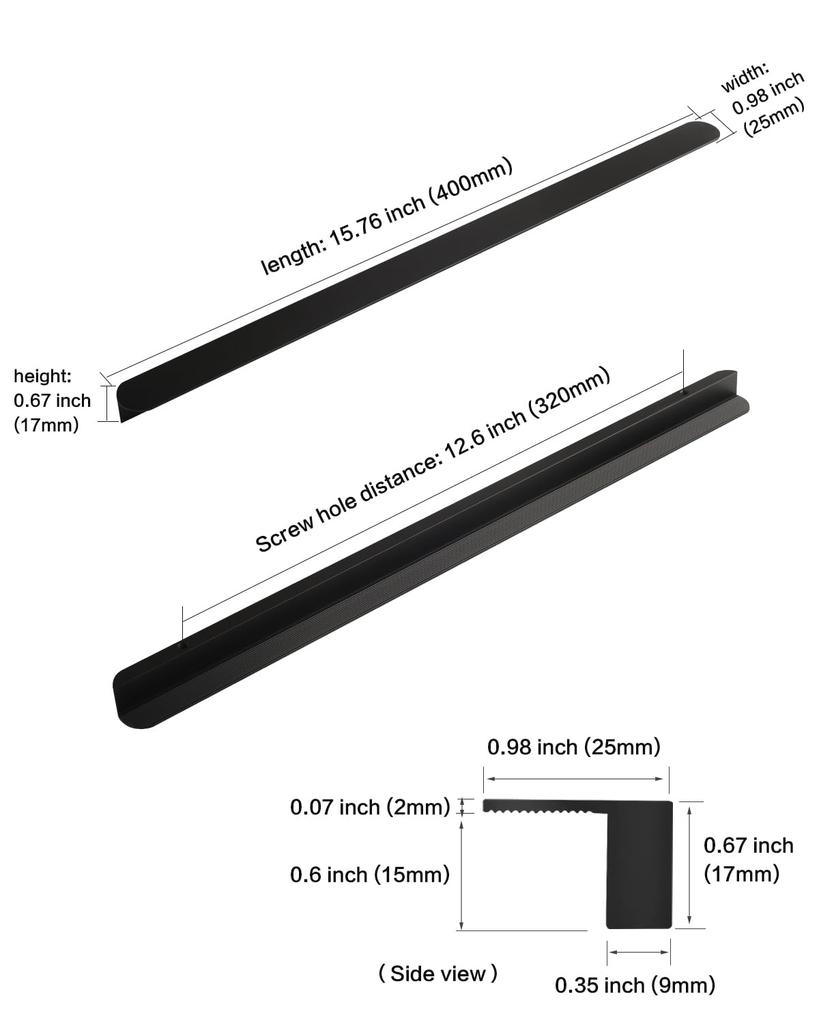 Kitchen cabinet furniture drawer pull 300 mm black 5PCS