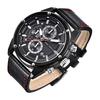 Men's Watch with Stopwatch Function Date Waterproof Quartz Stylish Simple Rating Casual Study Work Analog Leather Band Belt Ranking Brand (Black)