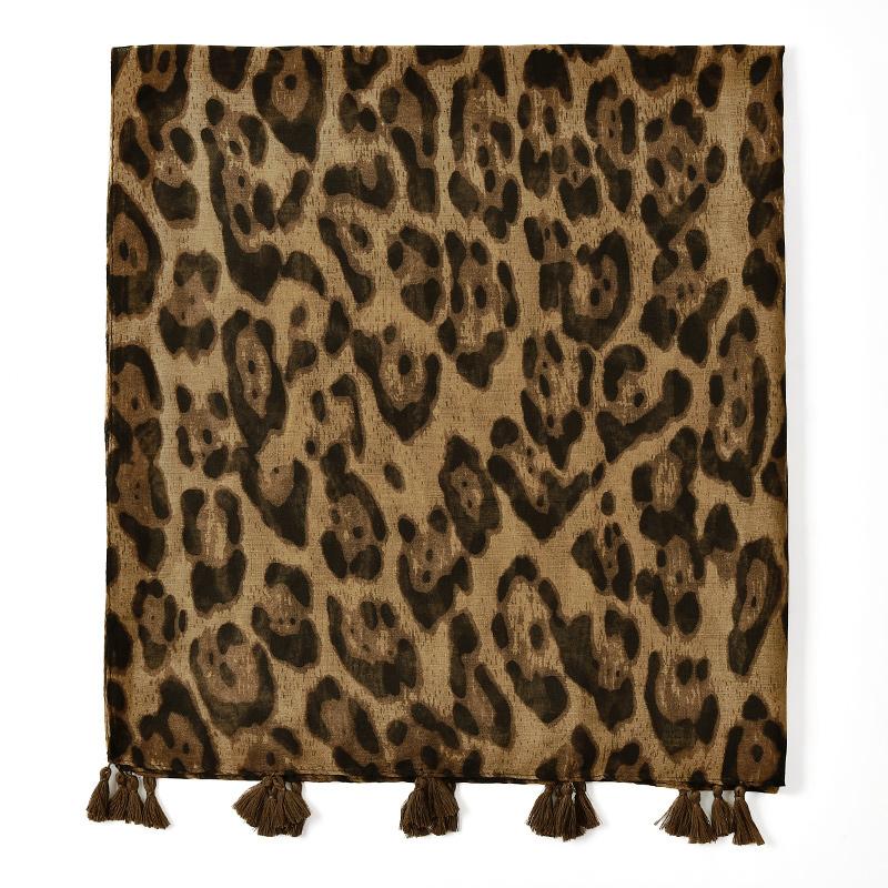 Leopard Print Hijab Scarf Tassel Shawl Viscose Womna Muslim Hijabs Fashion Long Wraps Lady Soft Headband Islam Headscarf