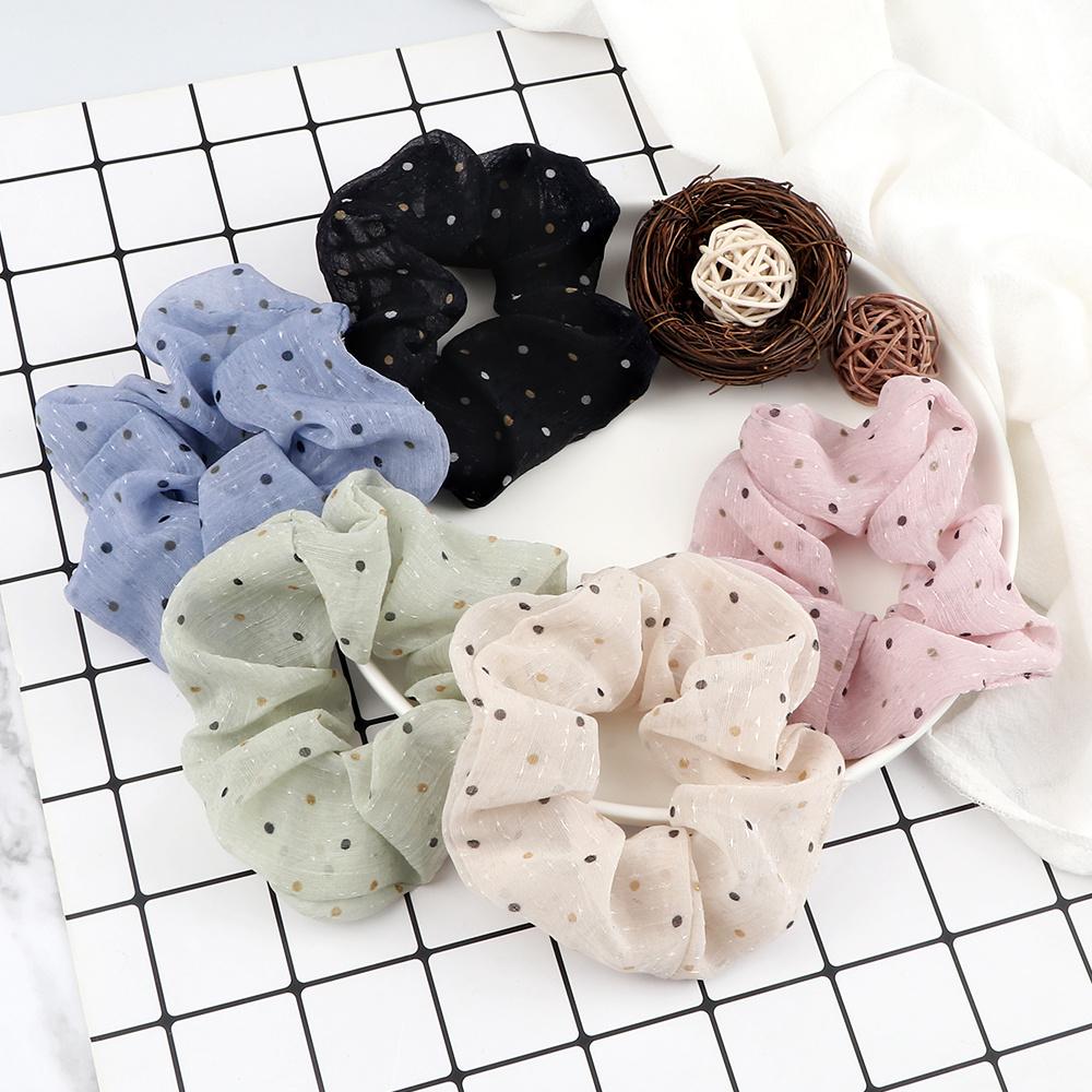 5PCS/Set Korean Fashion Hair Bands Elastic Dots Satin Silk Scrunchie for Women Girls Hair Accessories Hair Ties Holder