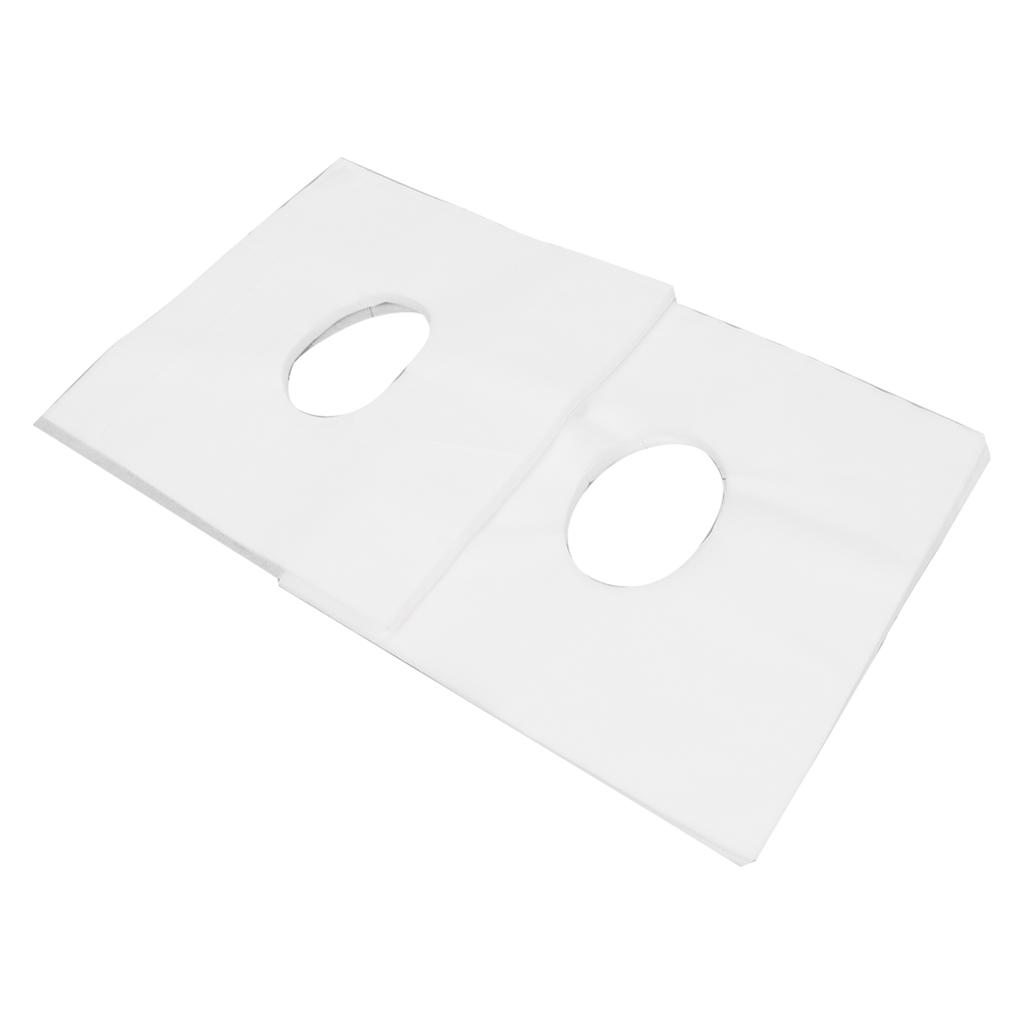 100Pcs Face Rest Cover Hole Design Good Water Absorption Breathable Disposable Headrest Cover for Beauty SalonsWhite