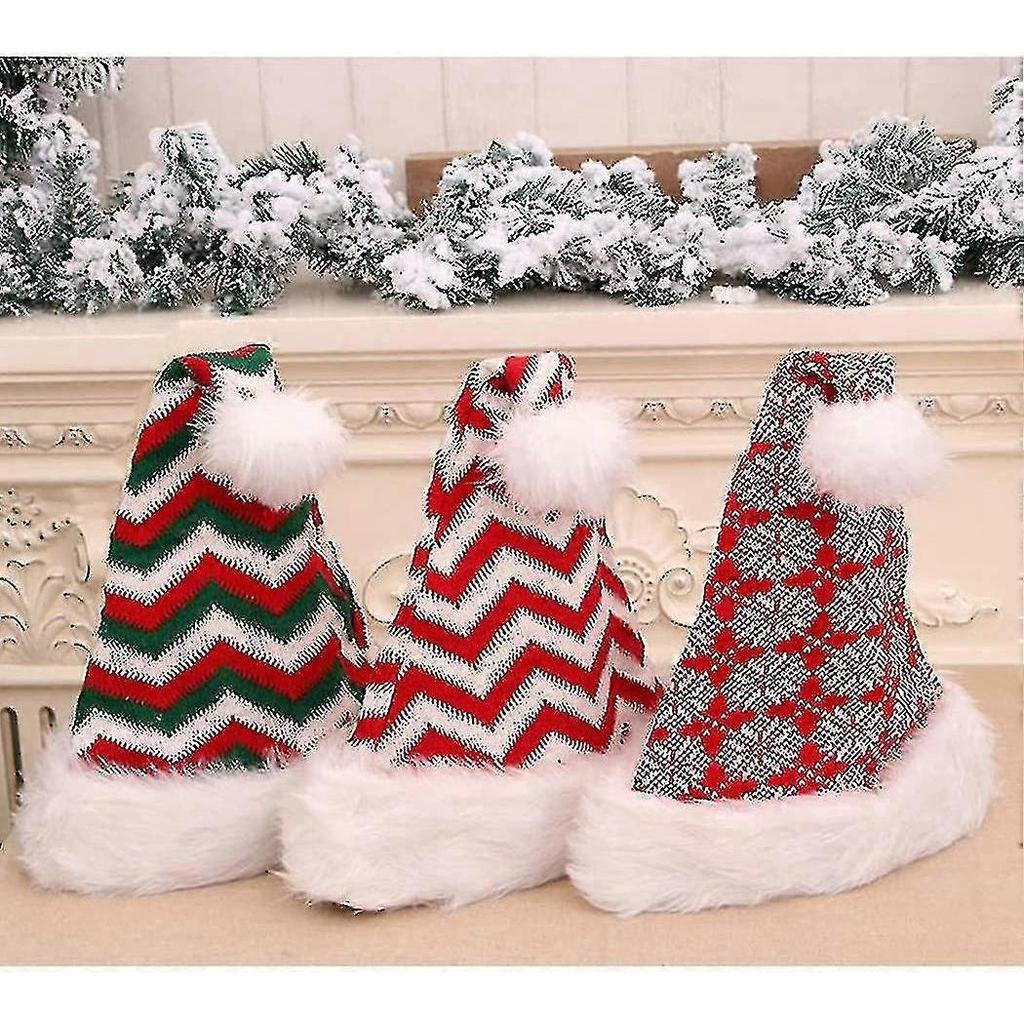 Knitted Santa Hat Creative Fashion Pom Pom Snowflake Decorative Santa Hat Christmas Worm Hat Party Supplies Photo Props For Adults Holiday Red Whit