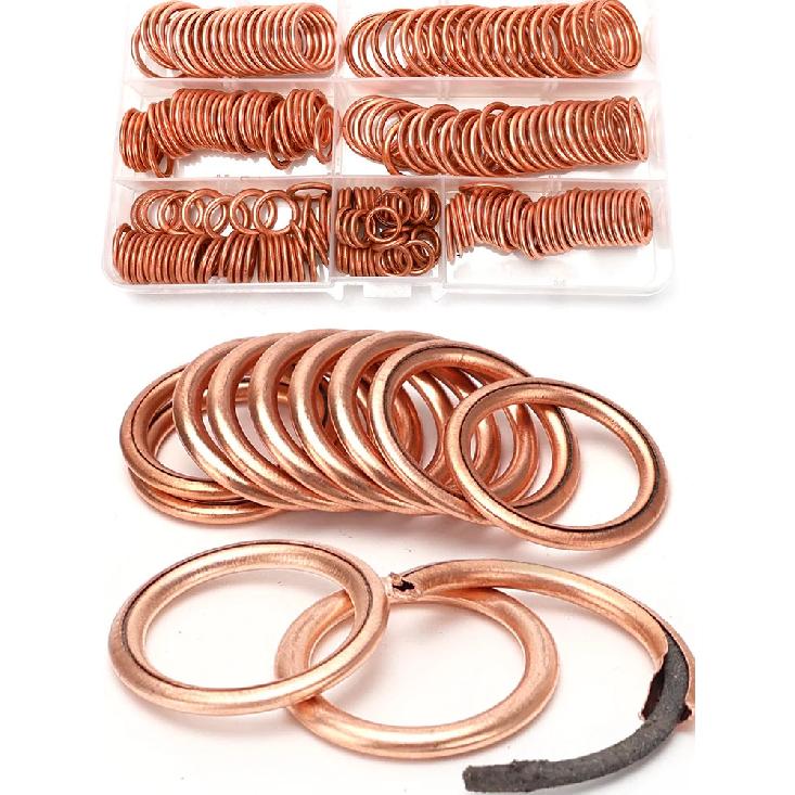 110pcs Copper-clad Cotton Gaskets, Compression Sealing Gaskets, Suitable for Automotive Oil Drain Plugs and Compression Washers.