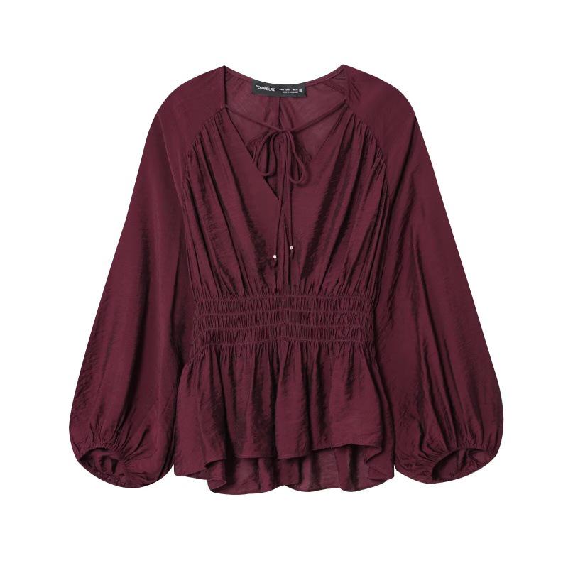 European American Style Pleated Women's Shirt - Autumn/Winter 2025 New Arrival