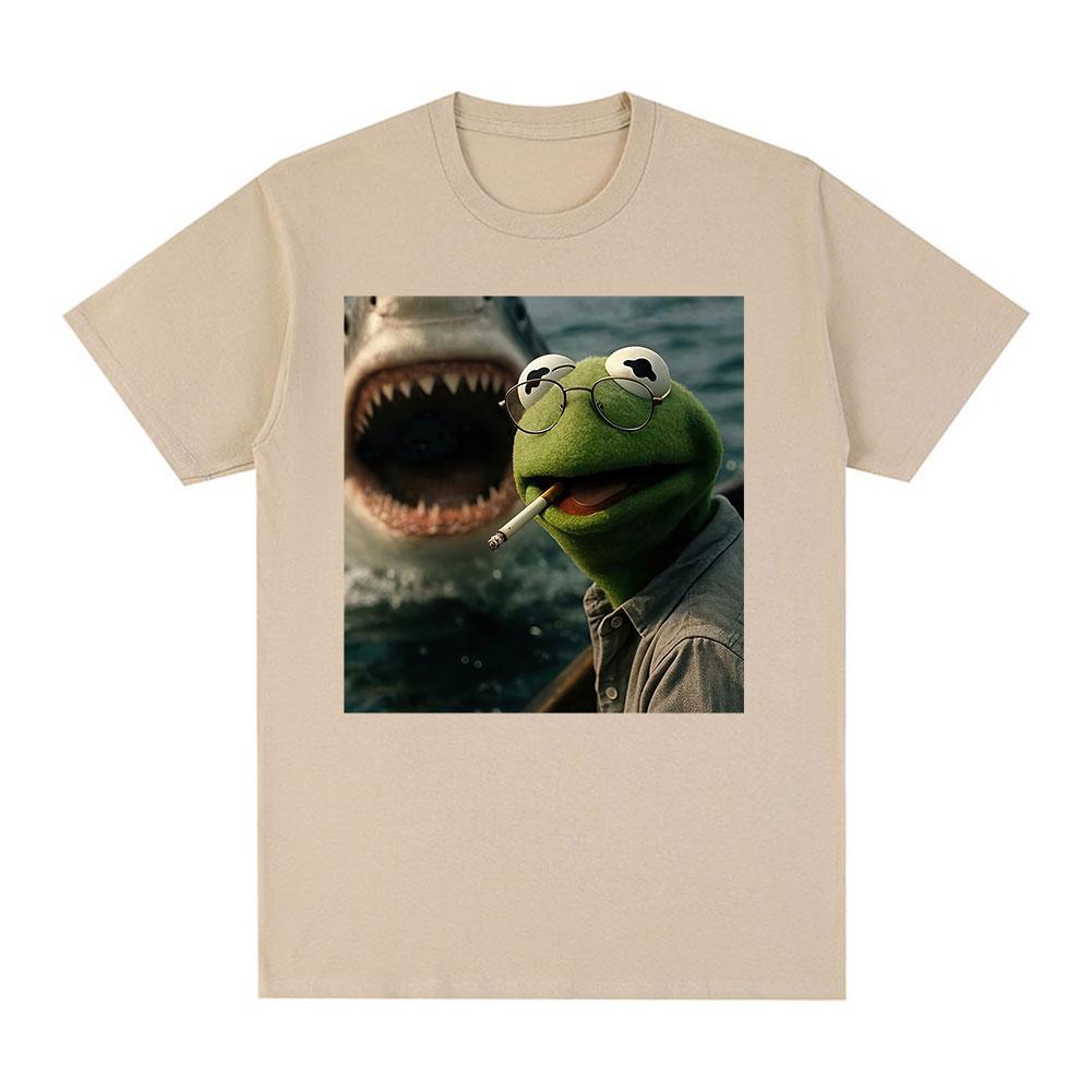 Dark Humor Frog Shark Graphic Funny Meme Tshirt Women Clothing Fashion Tshirts Cotton Casual Short Sleeve T Shirts Streetwear