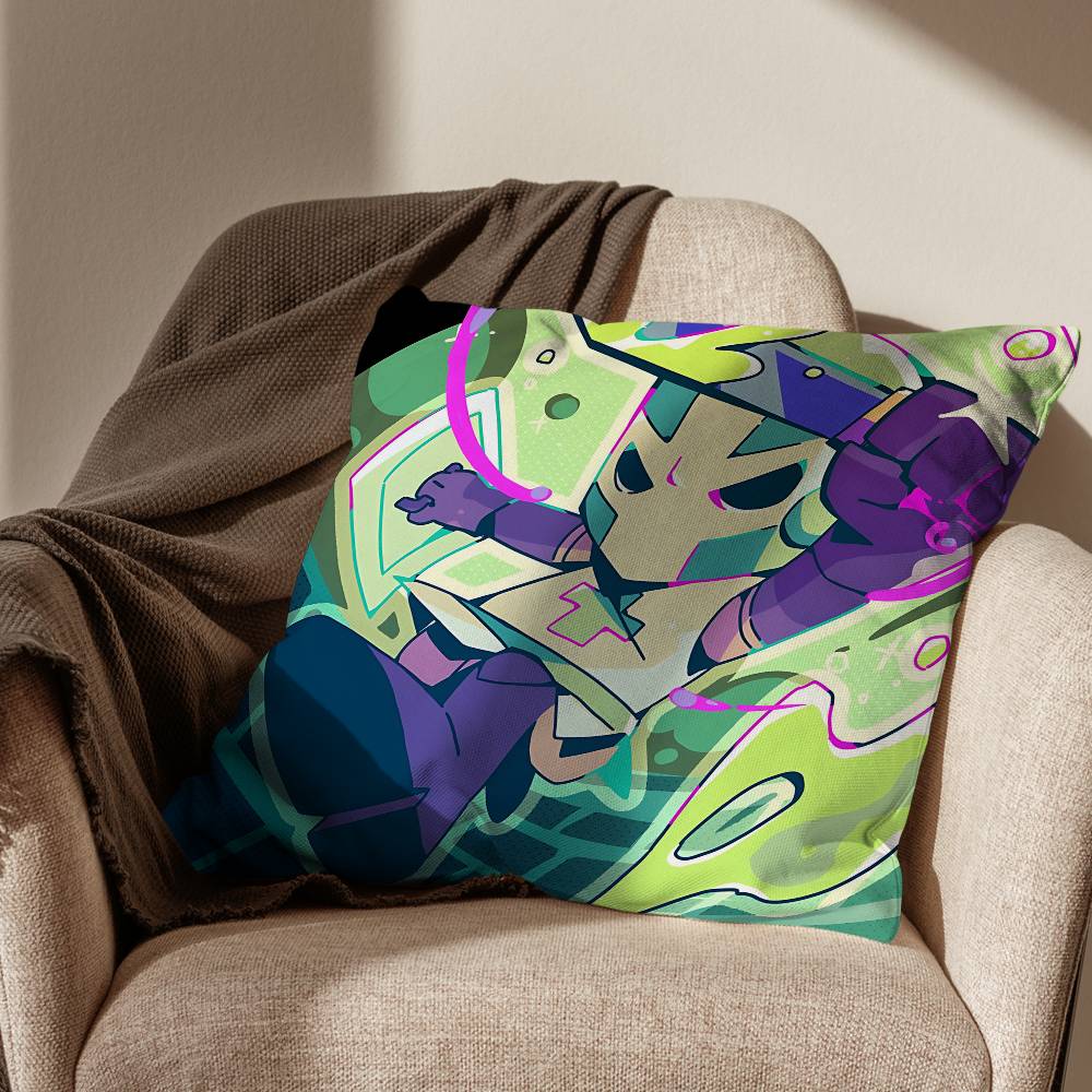 

Game Blue Red Castle Crashers Pillow Case Antidustmite Pillowcase Invisible zipper silky short plush Sofa cushion cover 30x30cm