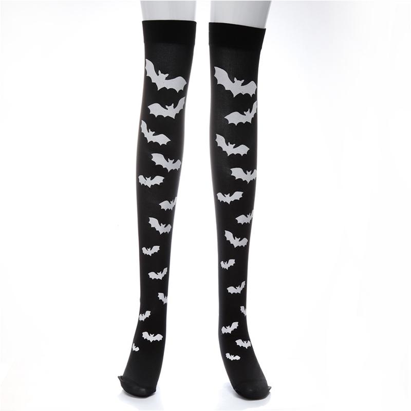 Bas Longs Sexy Gothiques Noirs Crâne Harajuku Emo Alternatifs Lolita Bas Lingerie Peau Hauts Cuisses Porte-Jarretelles Bas 70cm gray
