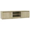Meuble TV - ZERODIS - Chêne Sonoma - 140x40x35,5 Cm - 2 Portes - Aggloméré