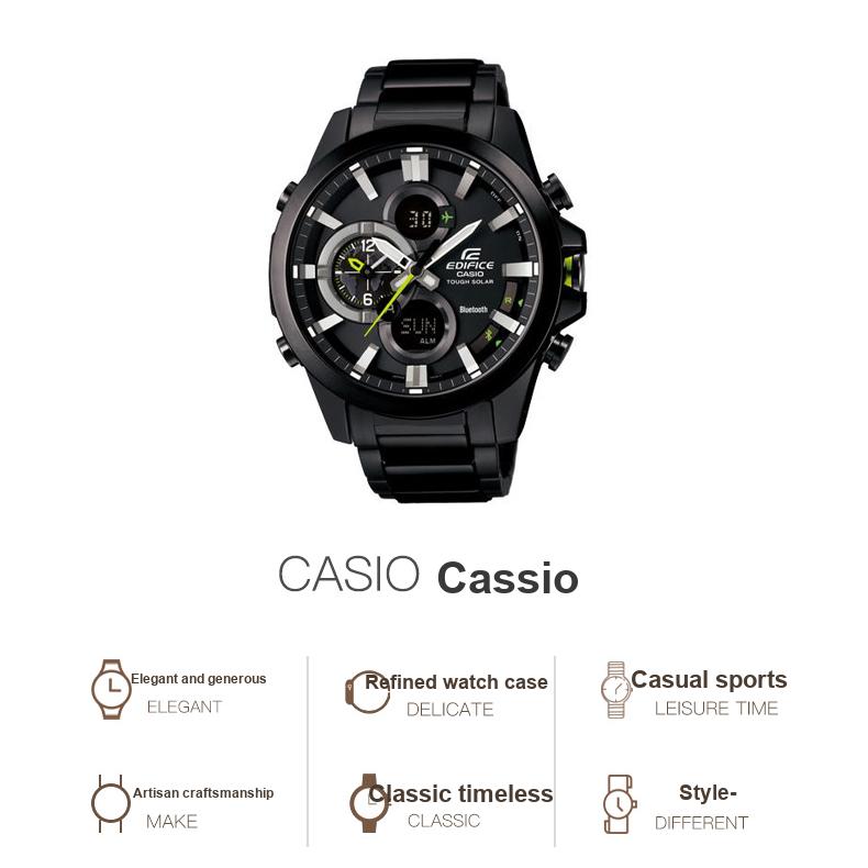 Casio Edifice Trendy Waterproof Quartz Movement Stainless Steel Strap Watch Men Watches Black ECB-500DC-1