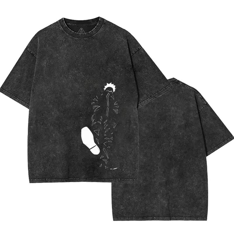 

Годжо Сатору Jujutsu Kaisen Графічна футболка Чоловіча Жіноча з коротким рукавом Бавовняна футболка Ретро Випрана футболка Хараджуку Повсякденна Вільна футболка XXL чорний