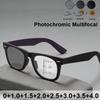 Fashionable Photochromic Multifocal Eyeglasses Frames for Women Men Blue Light Blocking Square-framed Glasses Trendy Hyperopia +1.0+4.0