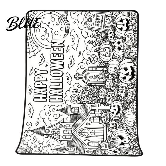 Artistic Sofa Accent Blanket Halloween DIY Coloring Blanket Color Your Own Throw with Optional Unique Craft Kits for Adults 24 Markers Washable Xmas