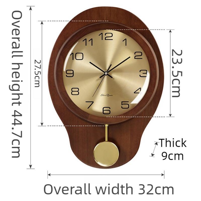 Декоративные Настенные Часы Современные Деревянные Настенные Часы Роскошные Эстетичные Маятниковые Часы Бесшумные Минималистичные Элегантные Часы для Гостиной коричневый