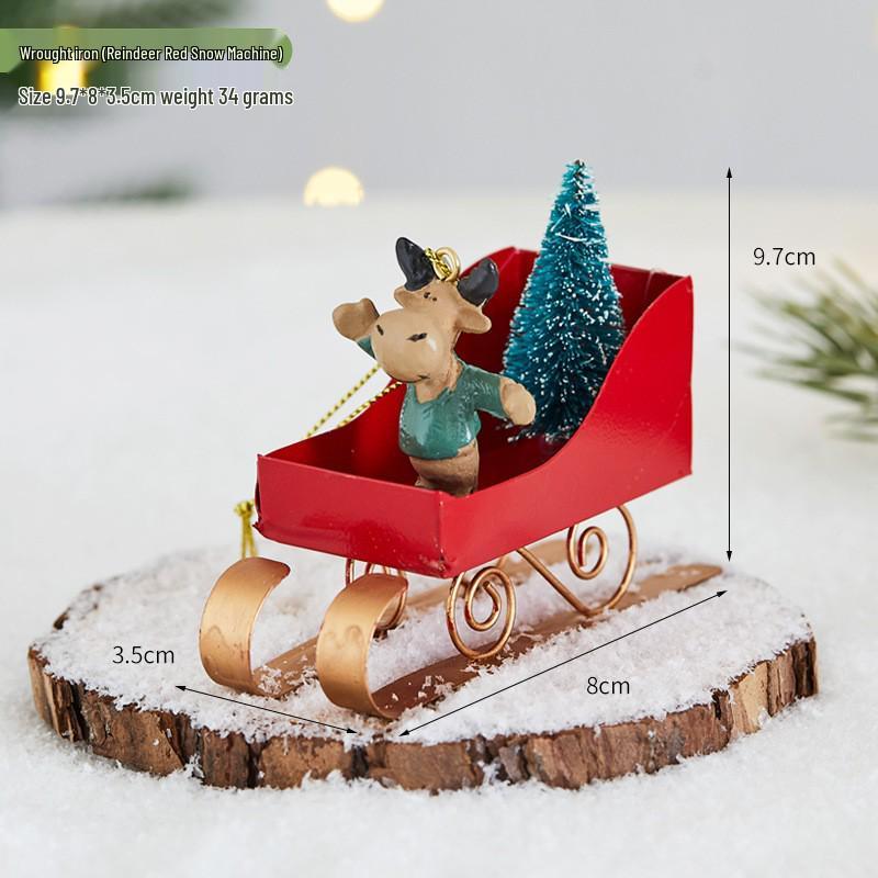Christmas Festival Wrought Iron Tree Ornaments: Santa Claus & Reindeer Hanging Decor