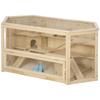 3-Tier Wooden Hamster House with Opening Roof and Transparent Wall, 115x60x55cm
