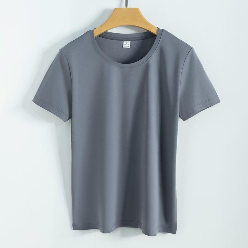 Silk Cotton T Shirt For Women Summer Breathable Casual Relaxed Fit Plain Style