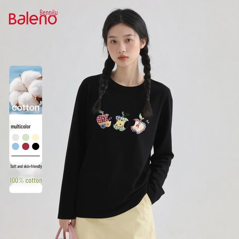 Baleno Women's Thickened Cotton Round Neck Long Sleeve T-Shirt