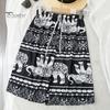 Women Summer Shorts Thiland Elephant Print Drawstring Elastic Waist Loose Soft Breathable Vacation Beach Travel Knee Length Shorts Homewear Pajamas