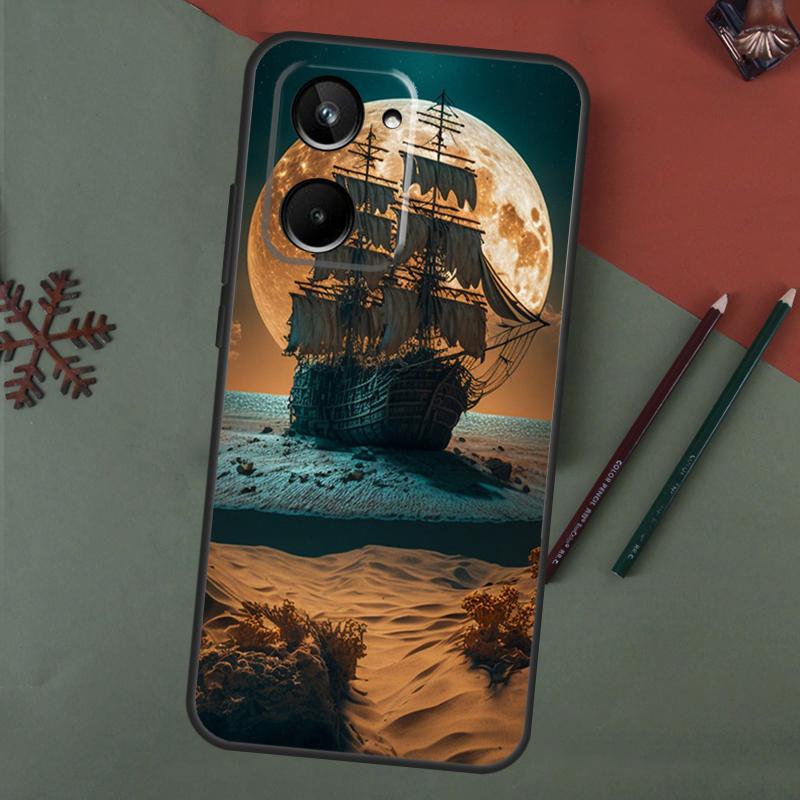 Sailing Ship Pirate Ship Case For Realme C55 C51 C75 C63 C61 C53 C35 C65 C67 C71 11 12 13 14 15 Pro Plus GT6 GT7 Pro