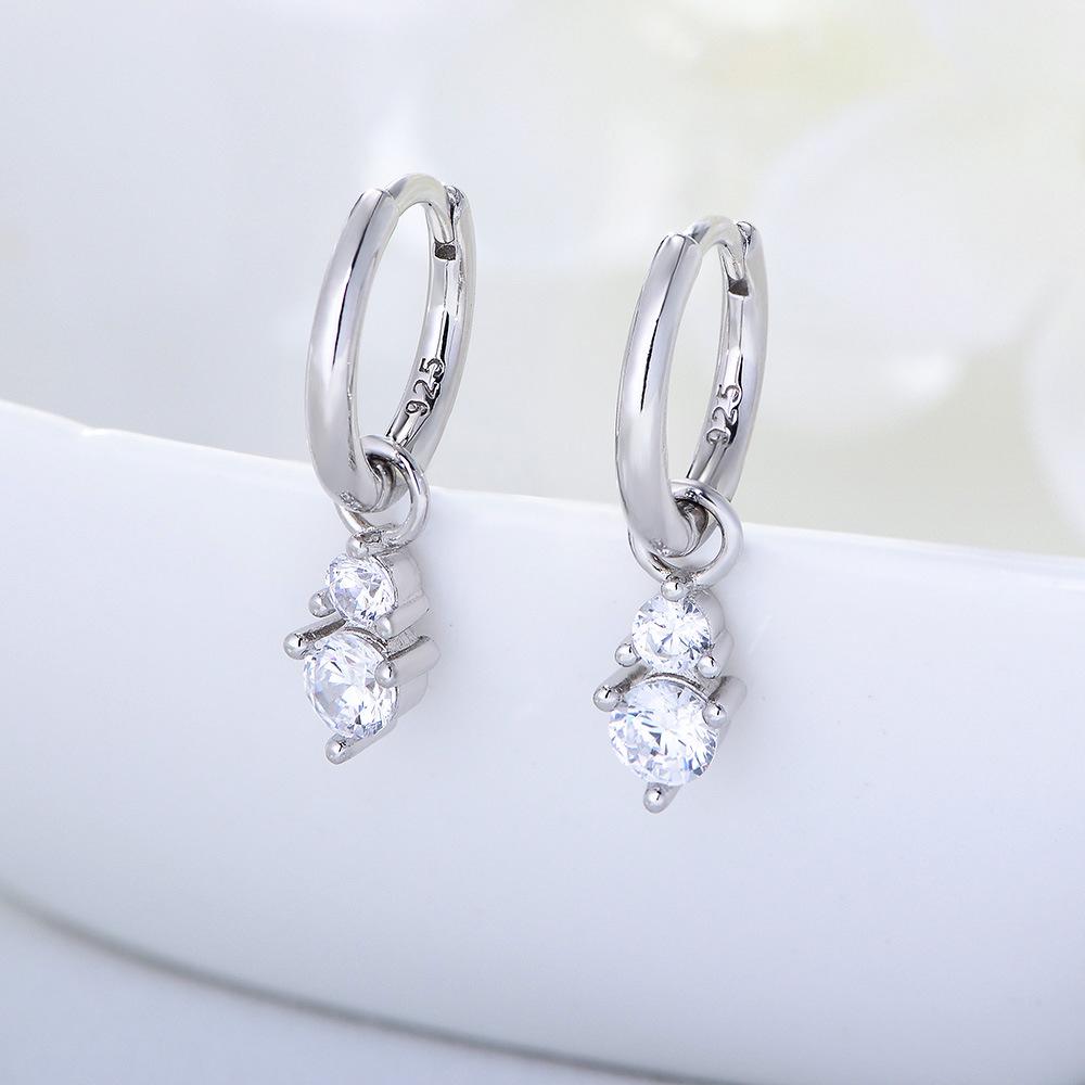 S925 Sterling Silver Zircon Hoop Earrings: European & American INS Style Women's Jewelry.