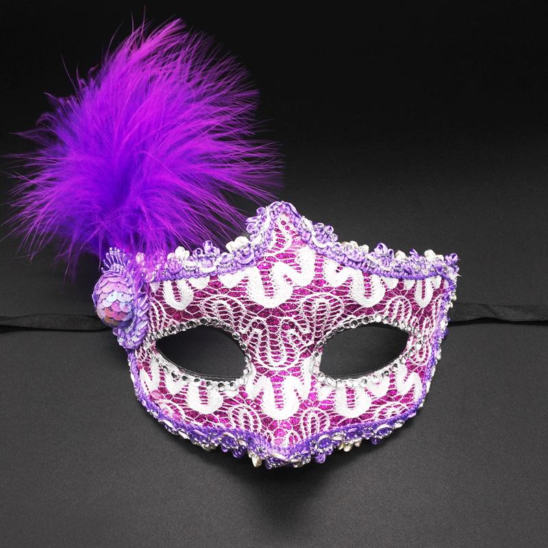 Women Lace Feather Mask Cosplay Masquerade Carnival Party Props Ladies Half Face Cover Sexy Costumes Playing Masques For Girls