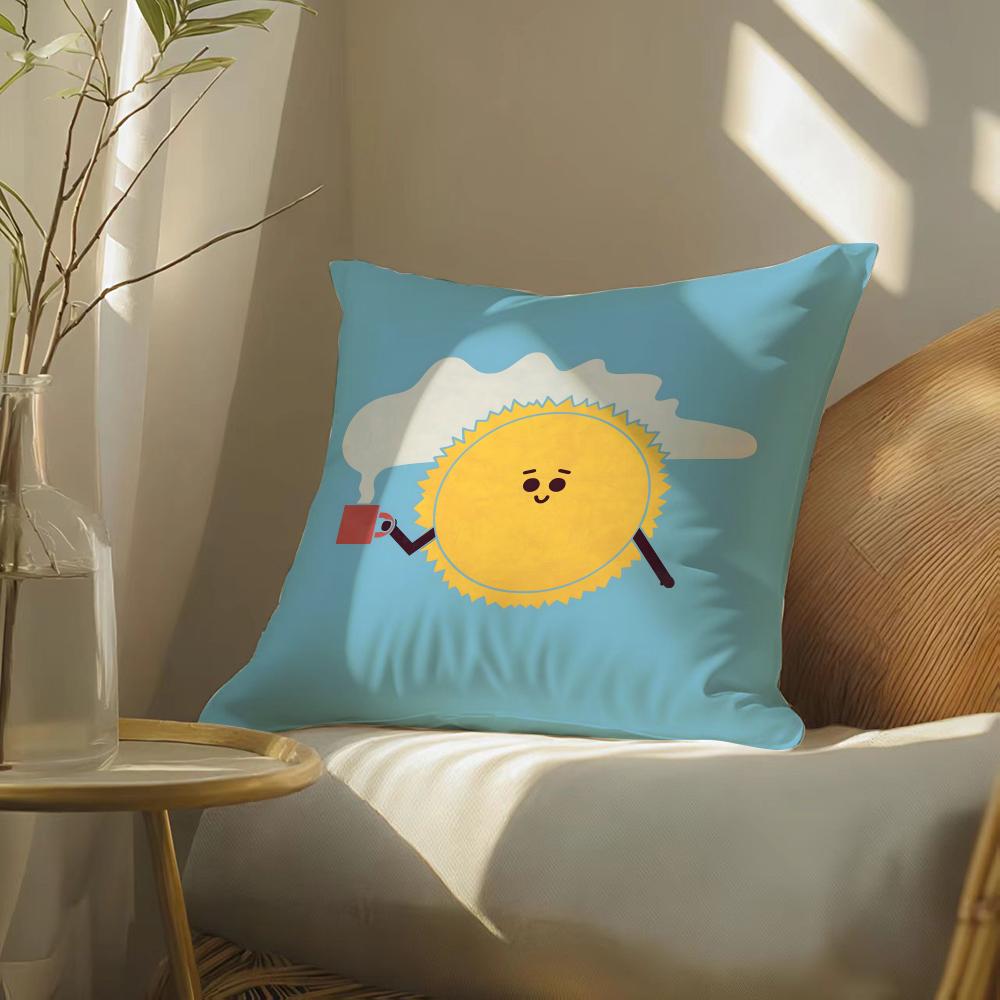 Fun cartoon school patterns for children Cushion Cover Silky elegant Comfort Sofa Bed Invisible zipper Beach pillowcase