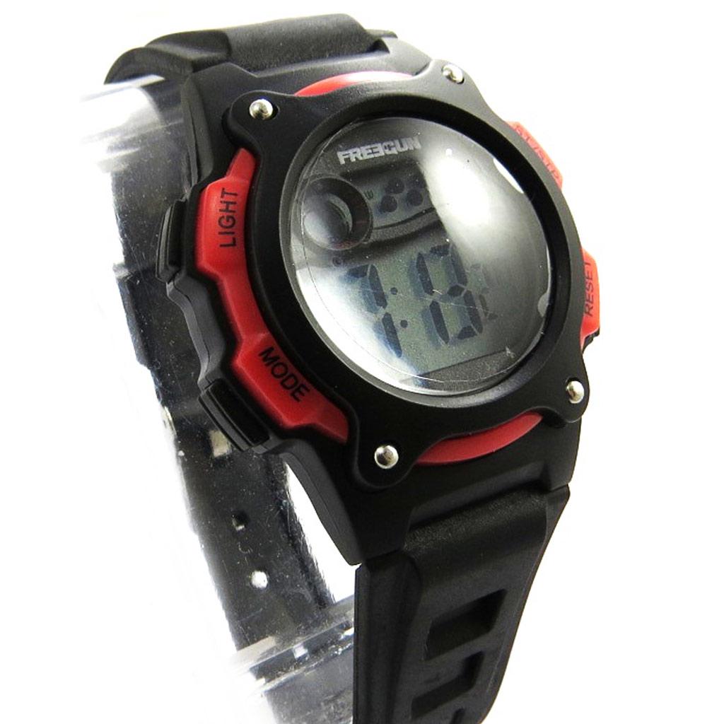 Freegun [N0132] - Montre silicone 'Freegun' noir rouge (digital)