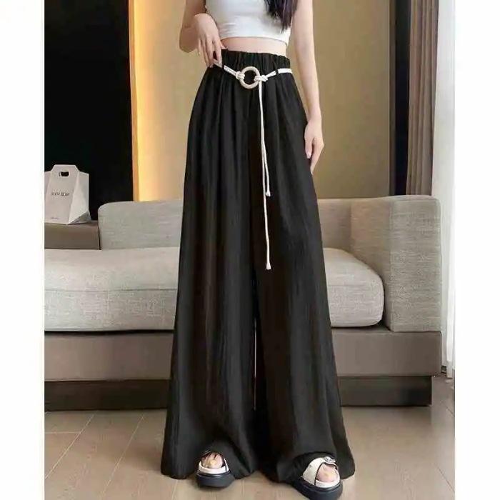Large Size Wide-leg Pants Versatile Women's 2026 Spring and Summer Thin High Waist Drape Loose and Thin Lazy Style Casual.