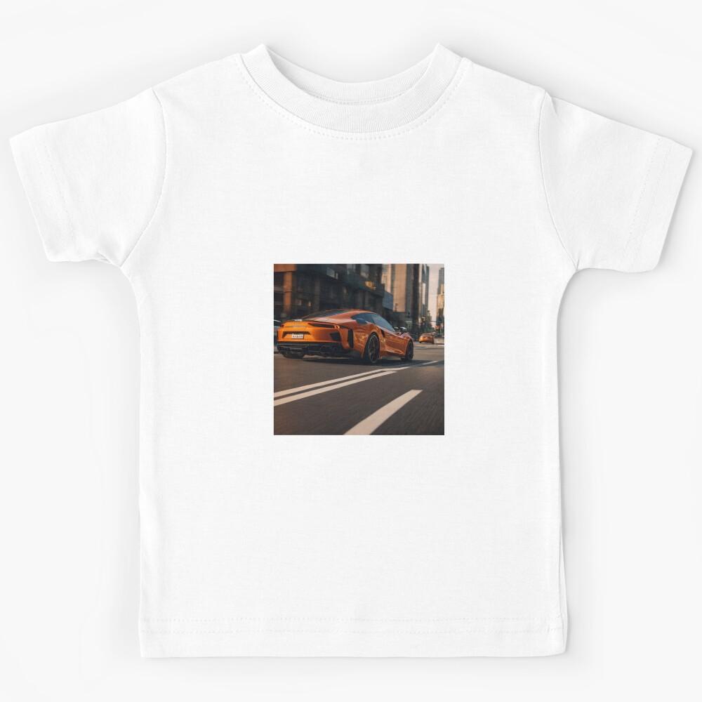 Blazing Orange Supercar in New York Streets Kids T-Shirt 130