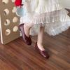 Fashion IPPEUM Ballet Flats Burgundy PU Leather Round Toe 2025 New Mary Janes Women Ballerina Shoes