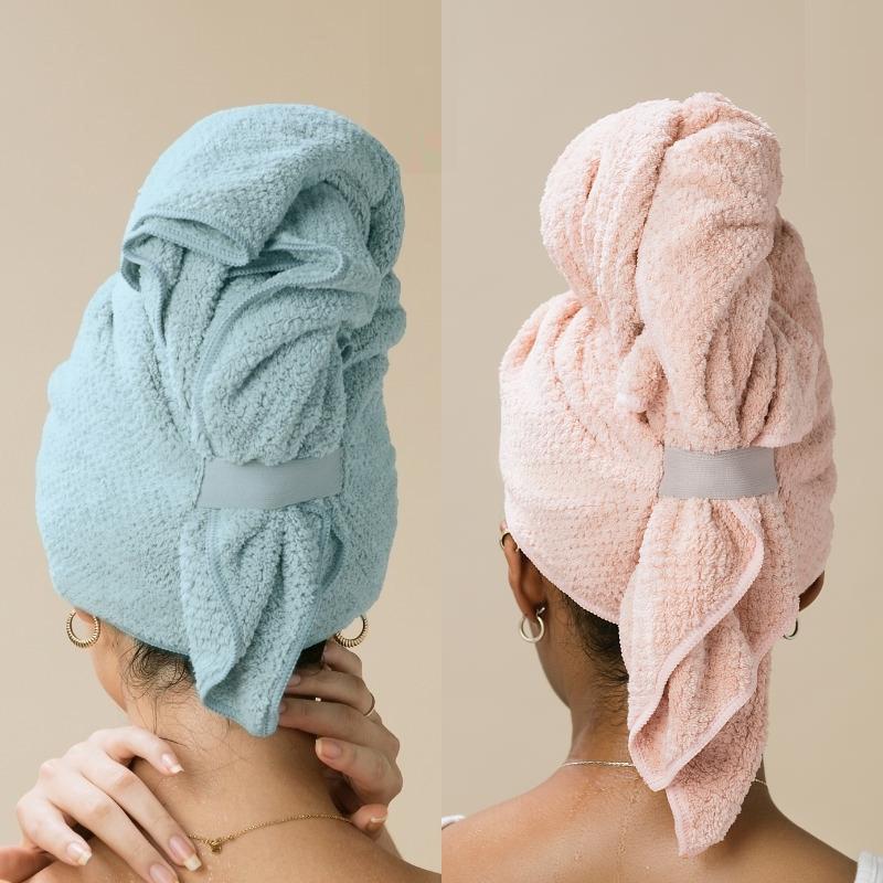 Chu Hui Pink Quick-Dry Super Absorbent Hair Towel for Women with Long Hair