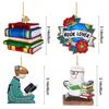 Acrylic 3D Mini Book Christmas Decoration Xmas Gifts Book Lovers Hanging Ornament Bookshelf Pendant