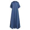 2024 Plus Size Women's Denim Dress - European & American Style, Solid Color