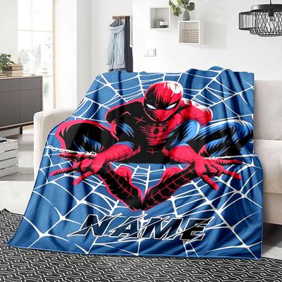 Custom Name Spider-Man Web Blanket for Couch & Bed, Plush Cozy Fuzzy Blanket Super Soft & Warm Blankets for Fall and Winter. 090811