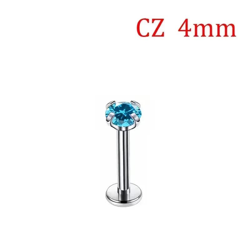 1 Stück G23 Titan Piercing CZ Stein Innen Gewinde Labret Monroe Lippenring Tragus Nagel Helix Ohrstecker 16G 18G Körperschmuck
