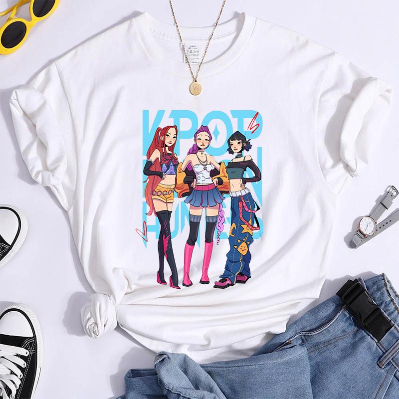 Hot K-Pop Demon Hunters Funny Summer T-Shirt Harajuku Saja Boys Derpy Tiger Print Fashion Short Sleeve Summer Casual T-Shirt Top