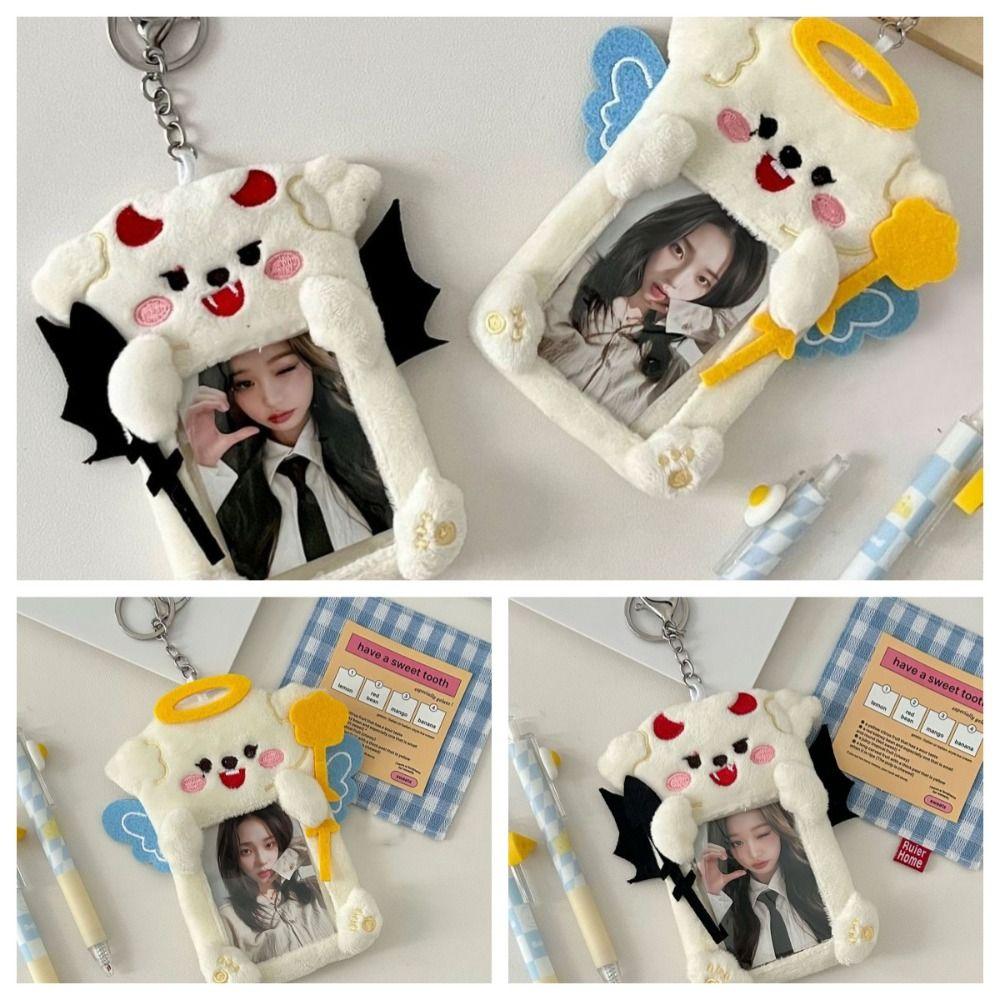 

С подвеской-брелком, держатель для фотокарточек с ангелами и демонами, корейский стиль, обложка для карточек с героями мультфильмов, школа