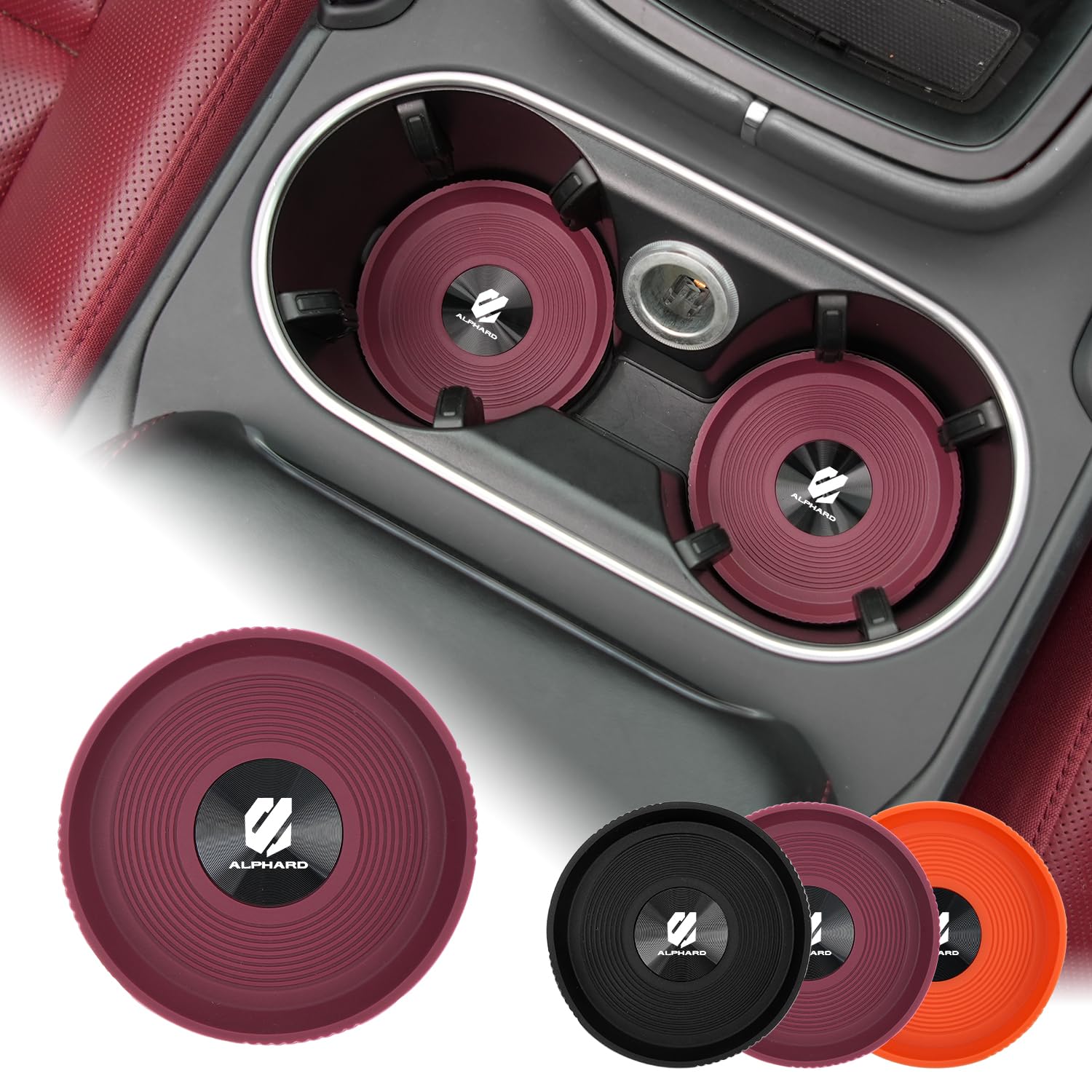 Alphard Exclusive Car Coaster 3D Round Cup Mat for Card ALPHARD красный