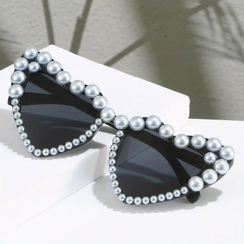 Heart Big Frame Love Inlaid Pearl fashion Ladies Sunglasses Wedding Decorative Glasses for Party Use