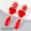 2Pcs Trendy Earrings Flower Earring Alloy Pendant Rhinestone Drops Dangle Exaggerated Jewelry Banquet Gift for Women Girl