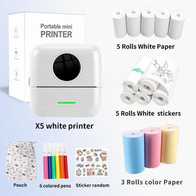 1 conjunto Mini impressora de bolso portátil somente para inglês, impressora térmica sem fio BT, notas fotográficas, erros, memorando, impressora térmica
