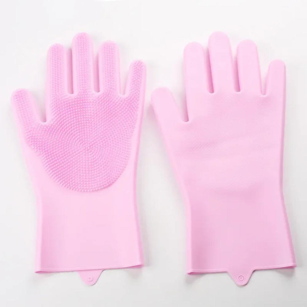 Dishwashing Cleaning Gloves Magic Silicone Rubber Dish Washing Gloves for Household Sponge Scrubber Kitchen Cleaning Tools