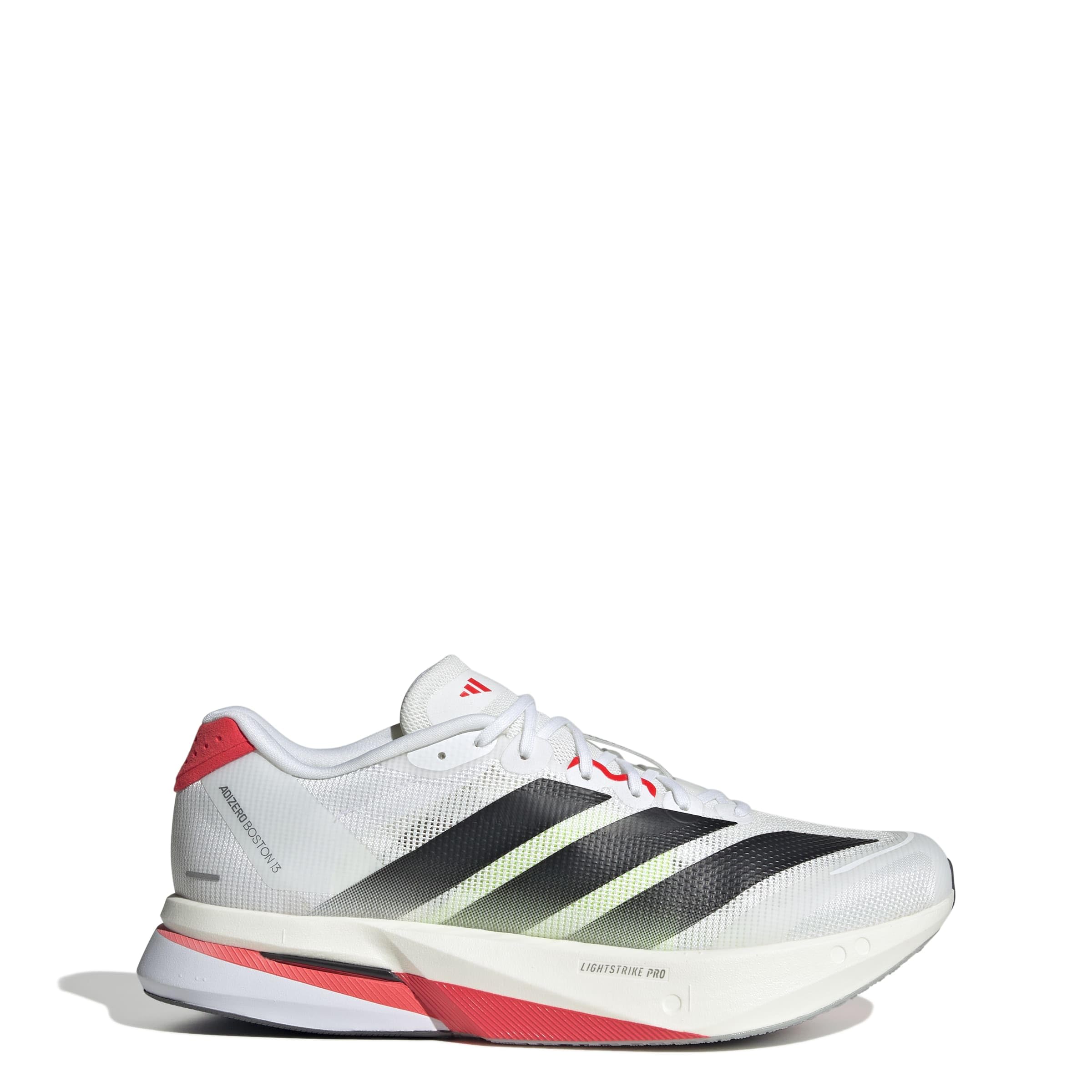 

Adidas adizero Boston 13 running unisex size red size cm shoes, adult, ONE38, white/core black/lucid (JS4932), 27.0