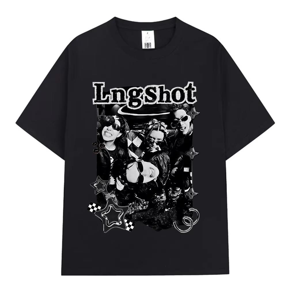Korean Kpop Hip Hop Group Lngshot T Shirt Unisex Women Clothing Fashion Tshirt Cotton Casual Short Sleeve Tshirts Tops Hip Hop L
