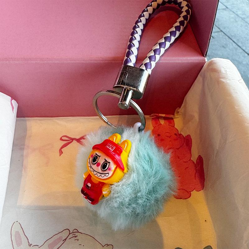 

Plush Ball Cute Cartoon Funny Rabbit Bag Pendant Keychain Car Hanging Car Key Cure Childlike Pendant світло-синій колір