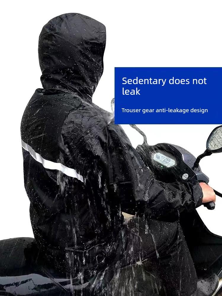 Raincoat and Rain Pants Set for Men, Thickened Long Style, Full-Body Split Design, Suitable for Electric Bike Riding, Adult Heavy Rain Protection