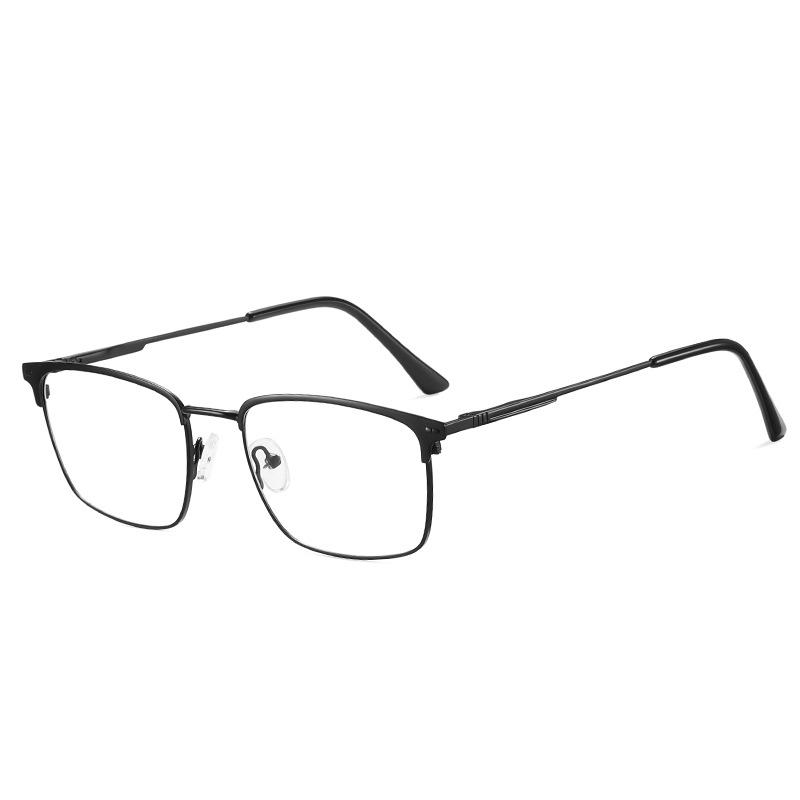 New TR90 Metal Half Frame Anti Blue Light Reading Glasses Fashion Square Semi Rimless Eyewear for Men Computer Goggles
